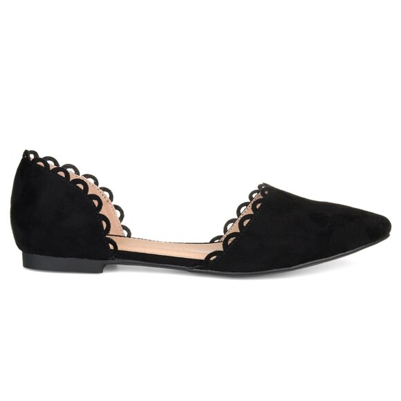 Journee Collection Shoes - Journee Collection Womens 7.5 M Black Jezlin Scalloped Slip On Flats NIB GZ8